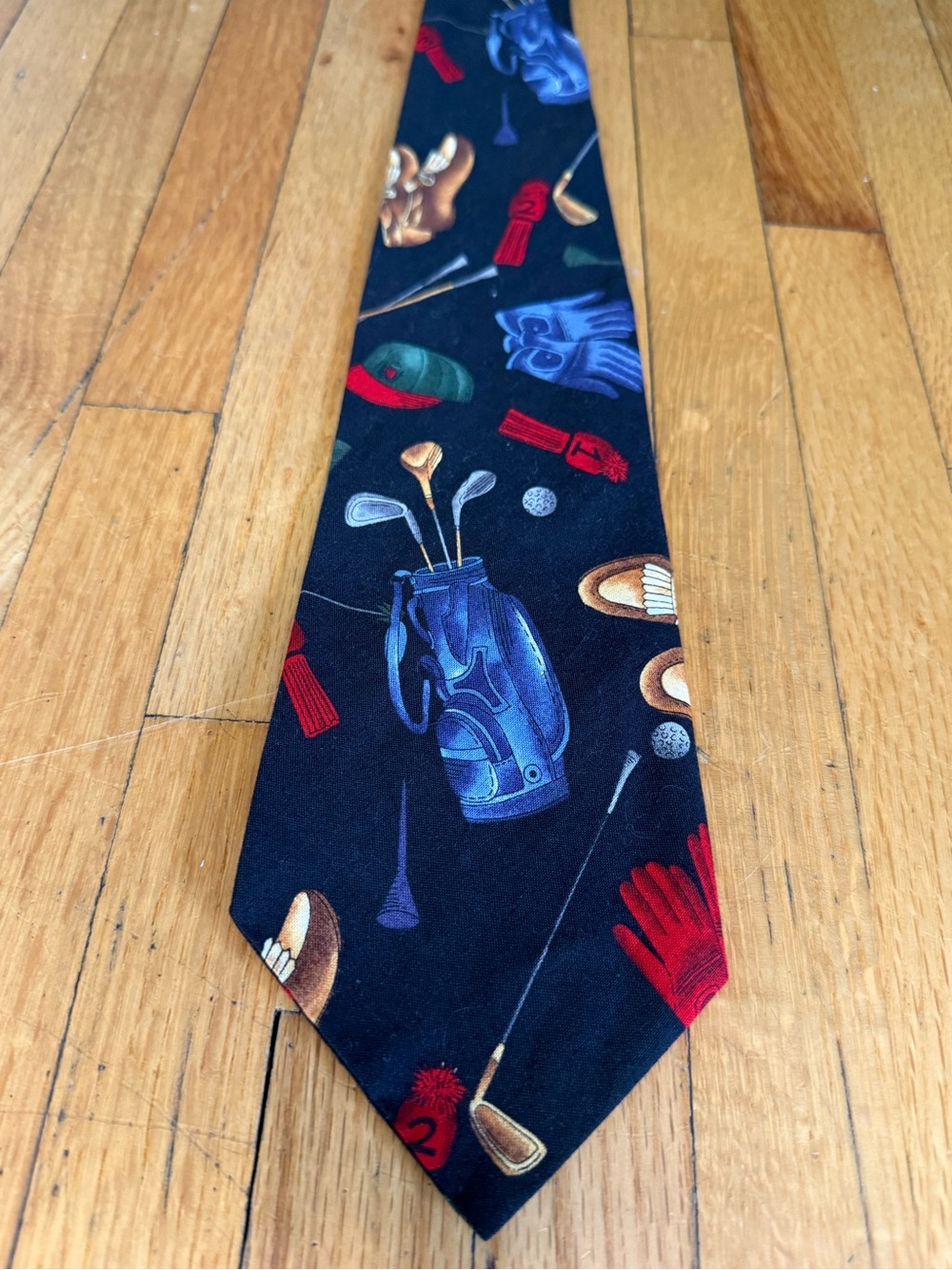 Savile Row Company Golf Tie Novelty Black Golf Clubs Shoes Hat